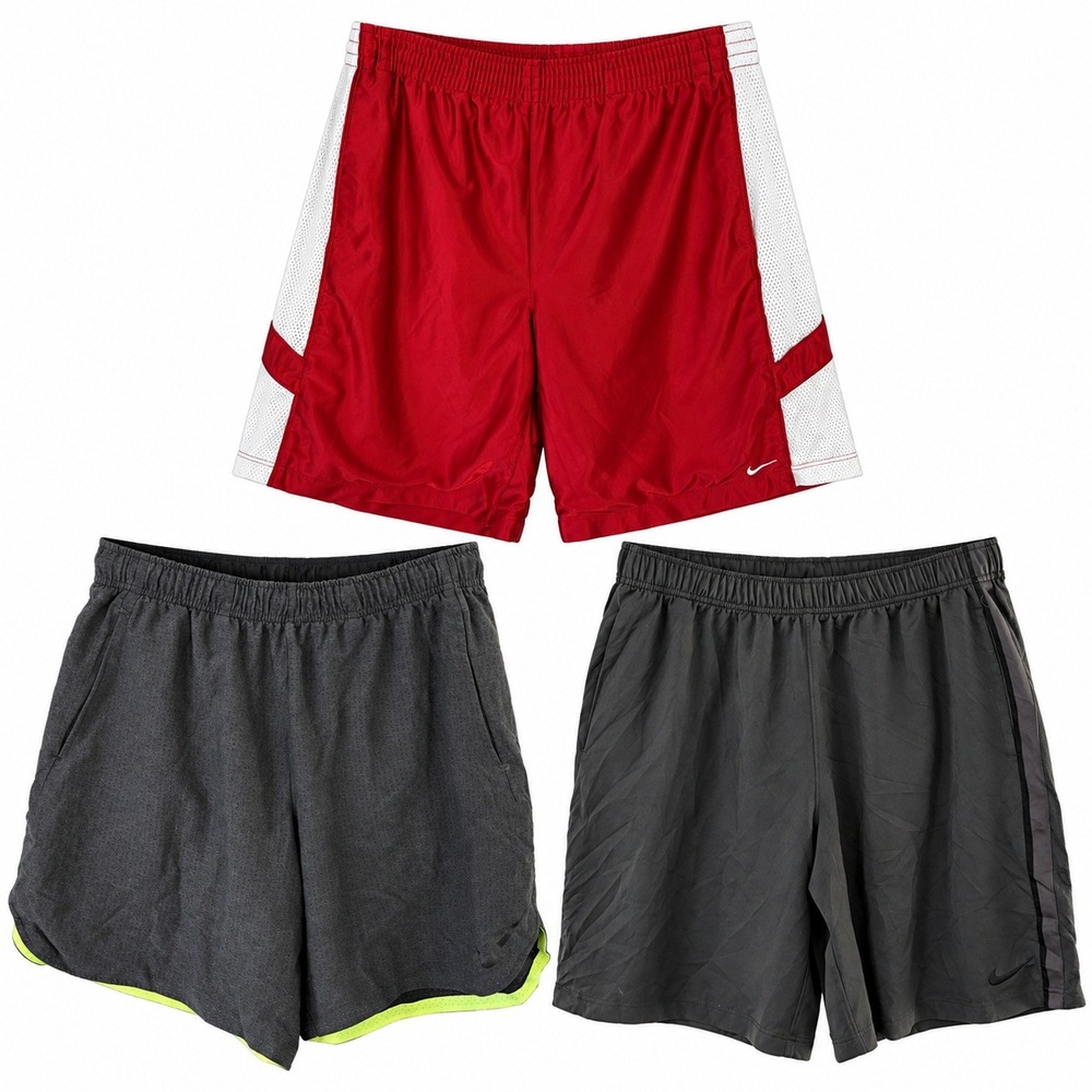 Nike Lot of 3 Shorts Mens XL Athletic Mesh Gray Red Basketball Activewear EUC